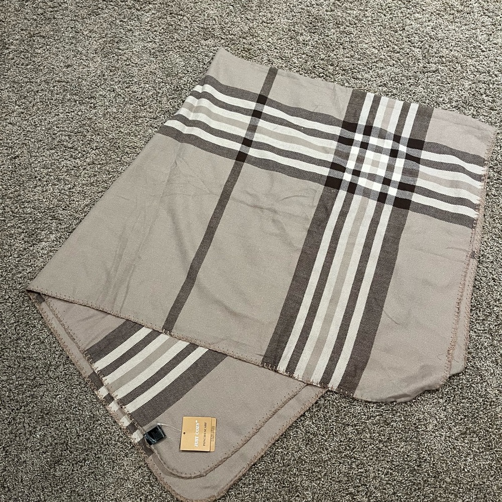Tan Plaid Poncho Scarf